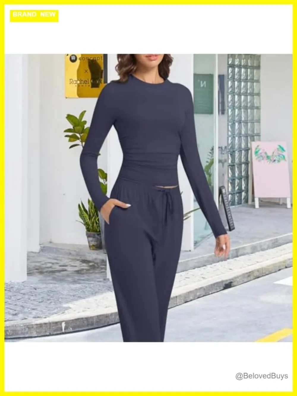 2 Piece Lounge Set Long Sleeve Wide Leg Tracksuit Casual Loungewear Matching Set